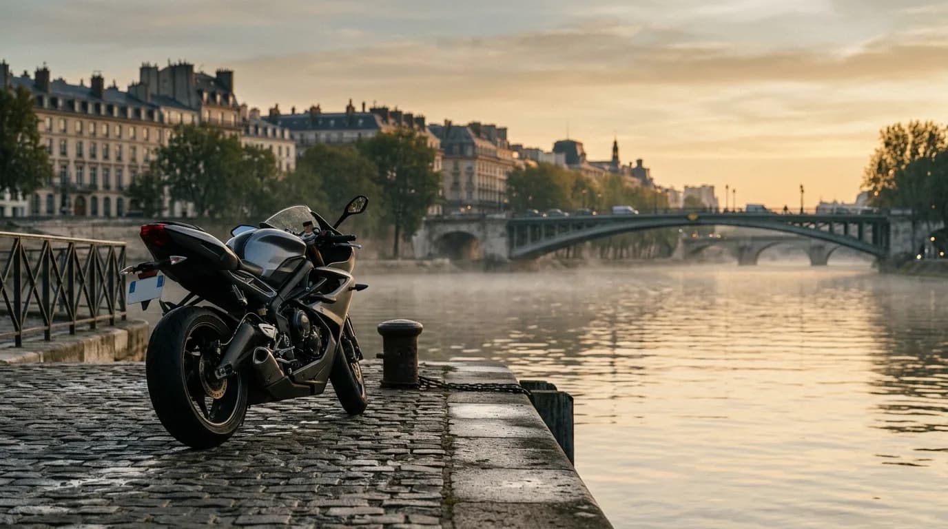 Assurance moto : motard équipé sur sa moto en ville, garanties tous risques et formules au tiers comparées