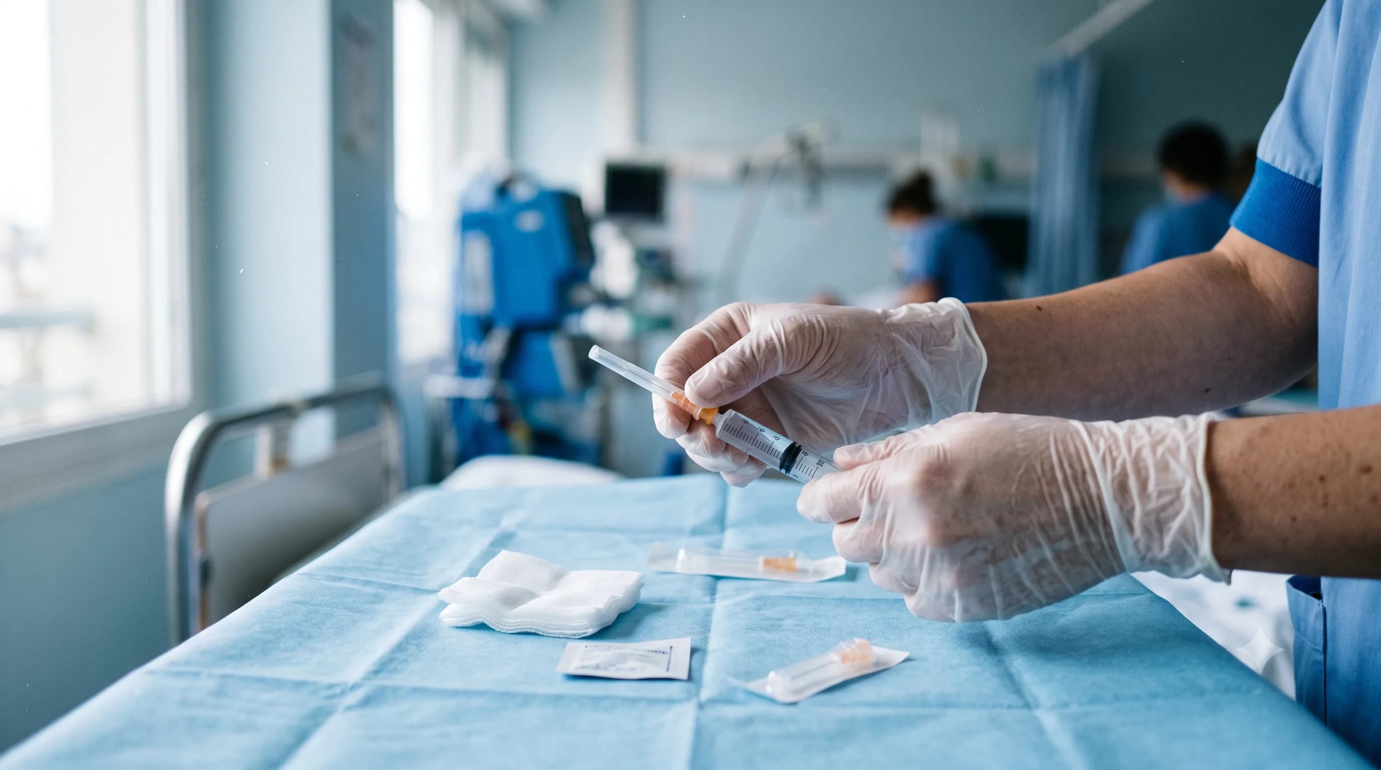 Infirmière libérale réalisant un pansement au domicile d'un patient âgé Infirmière libérale réalisant un pansement au domicile d'un patient âgé